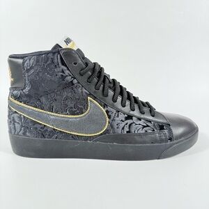 Nike Blazer Mid Sneakers Women's Size 10.5 Black Metallic Gold Shoes AV8437-001